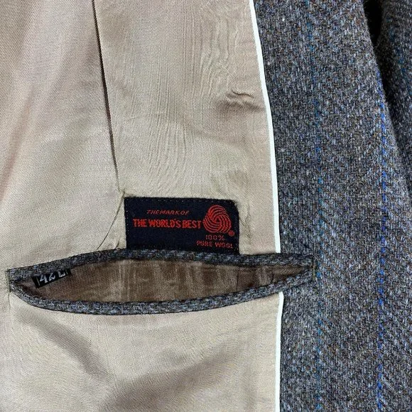 Adam Hall Men's Size 42L Vintage Brown Tweed Wool Jacket Sport Coat Blazer